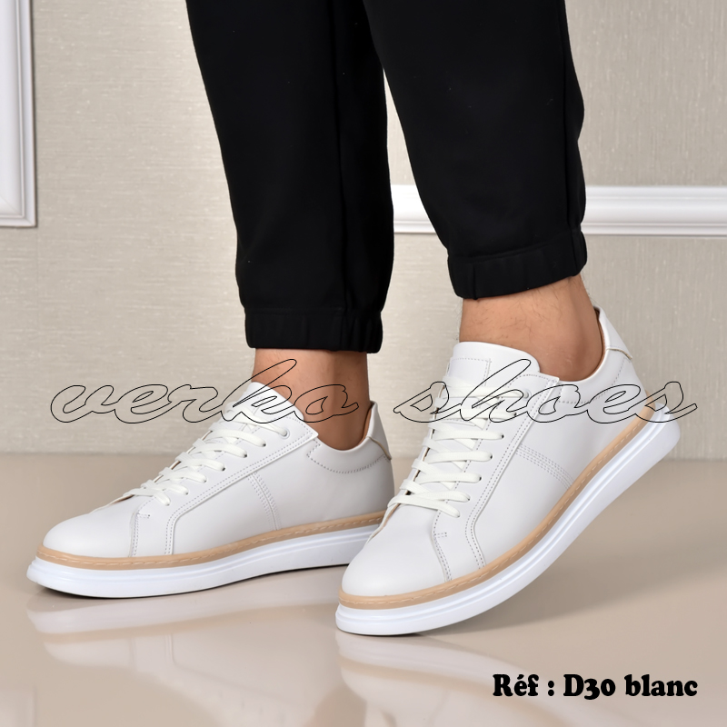 Sneakers Pour Hommes – Réf D30 Blanc -