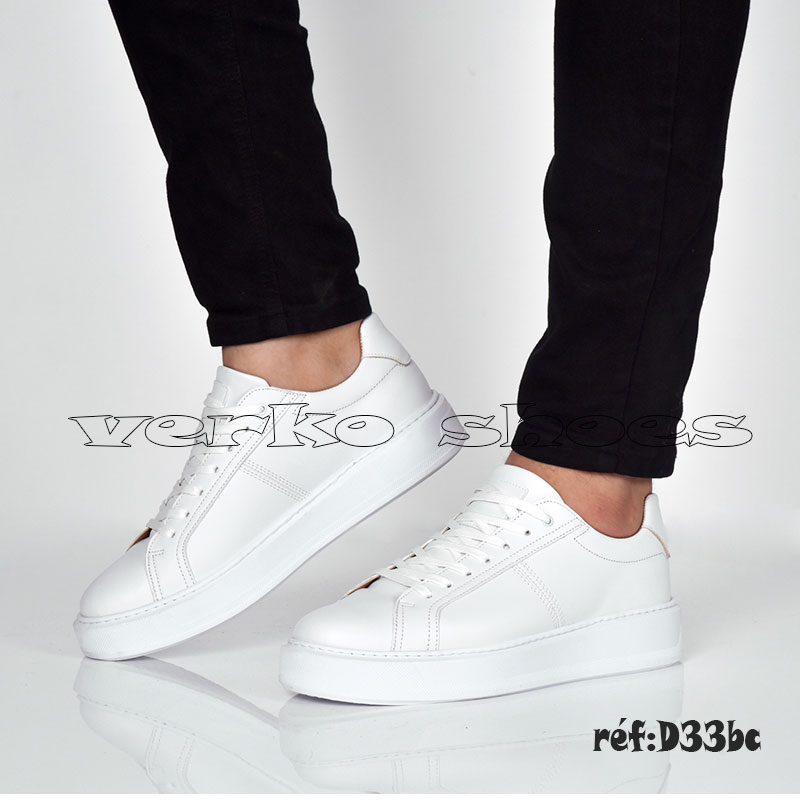 Chaussures Simili-Cuir Pour Hommes - Réf D33 BC - Blanc