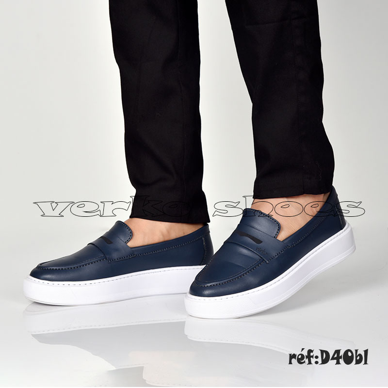 Mocassins Pour Hommes Souple et Hyper Confortable - D40 bleu