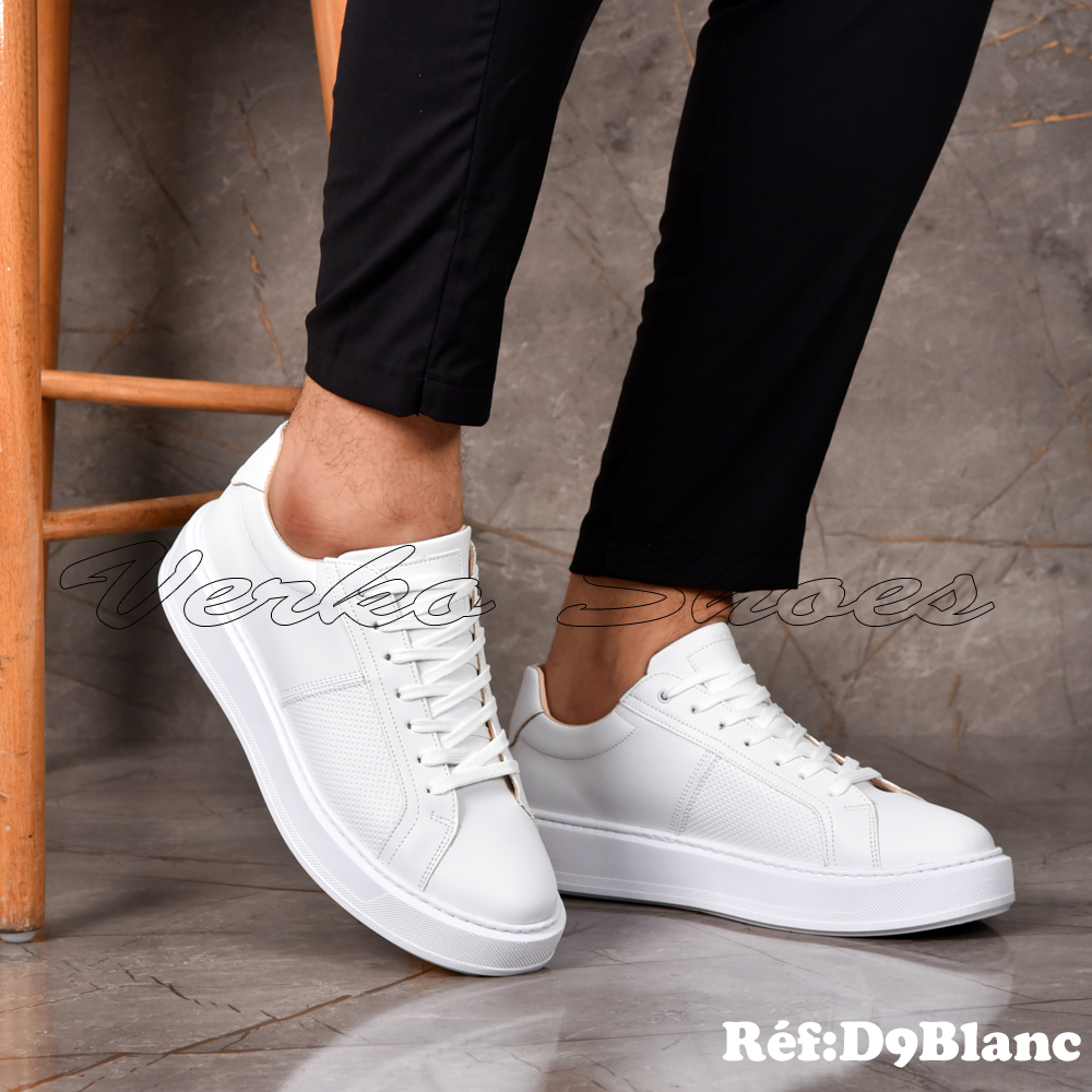 Sneakers Pour Hommes - Réf D9 Blanc  -