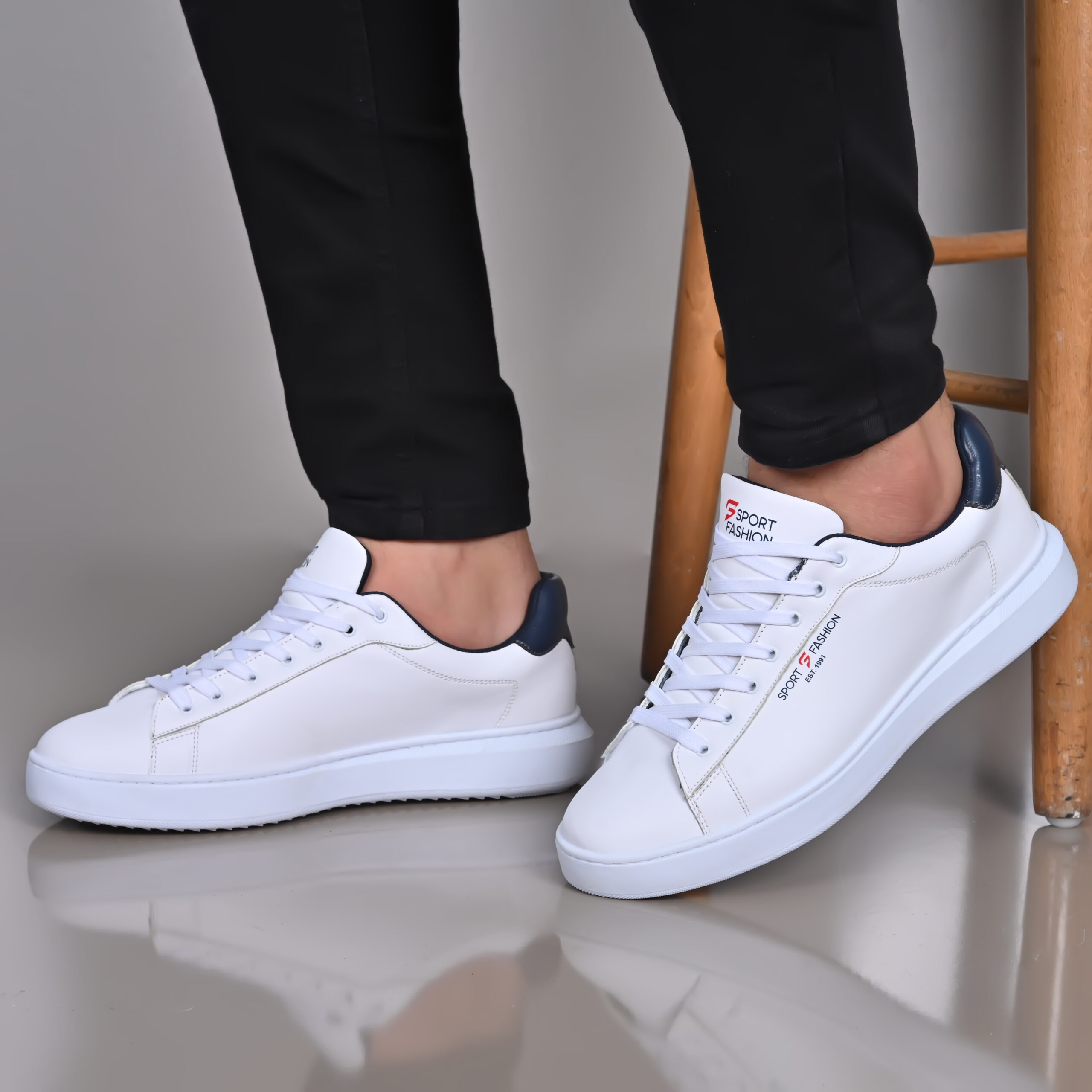 Sneakers Pour Hommes – Réf –M10-blanc