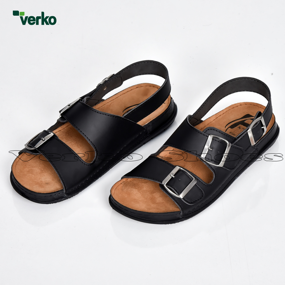 Sandales en Cuir pour Homme - Réf F02 Noir -