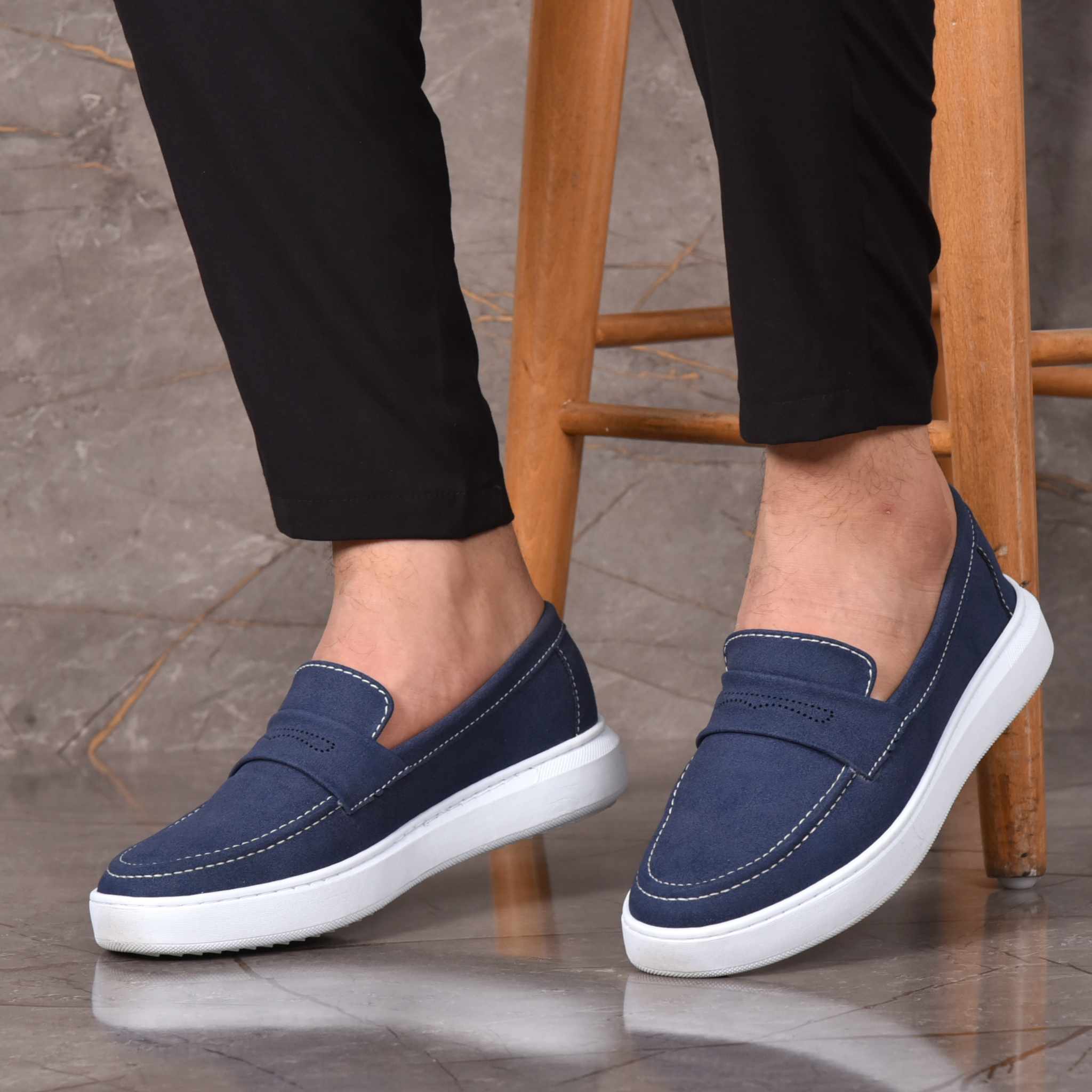Mocassins Pour Hommes – D40+ Bleu
