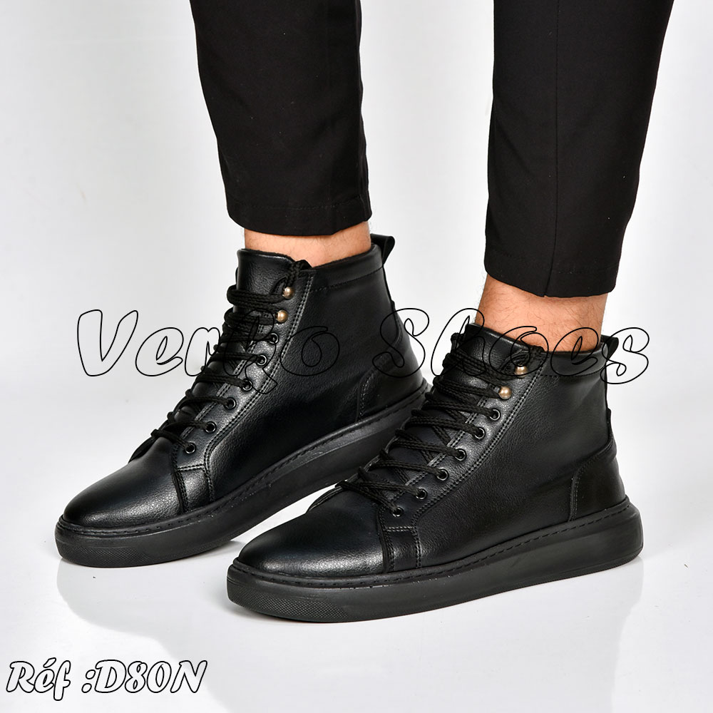 Boots cuir  pour Hommes - Réf 301 - Noir -