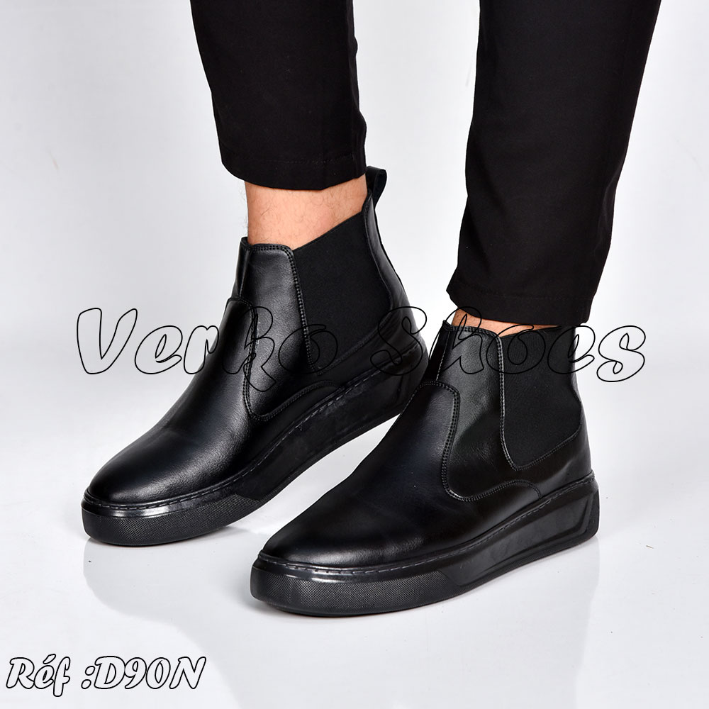 Boots cuir  pour Hommes - Réf 303 - Noir -