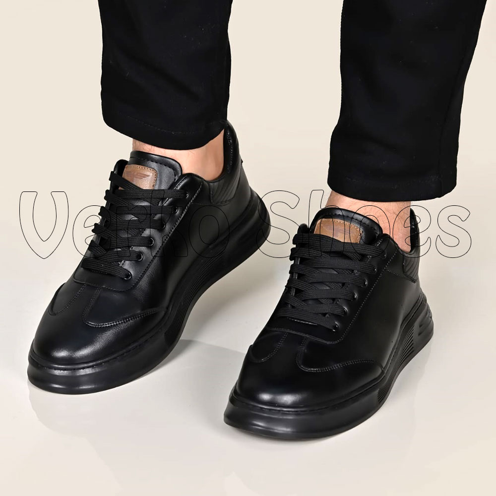 Basket Homme Cuir Noir - Réf 7070 Noir  -