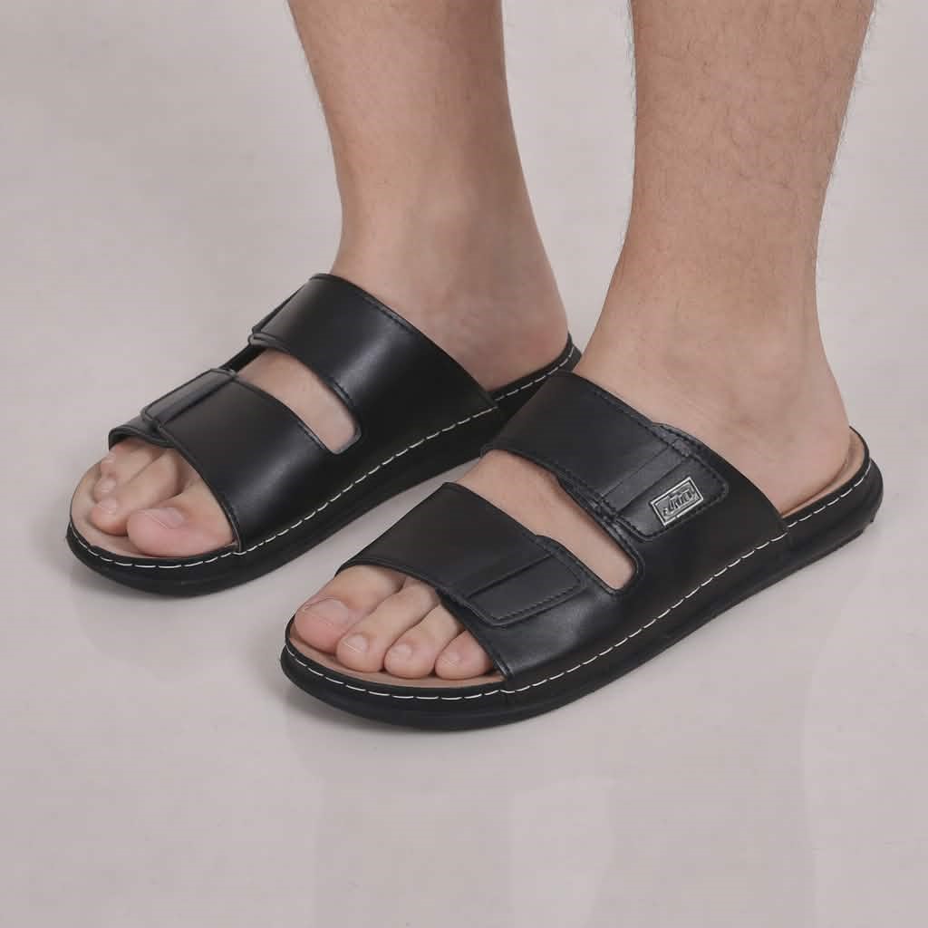 Mules En Simili-Cuir Pour hommes - Réf 881 Noir -