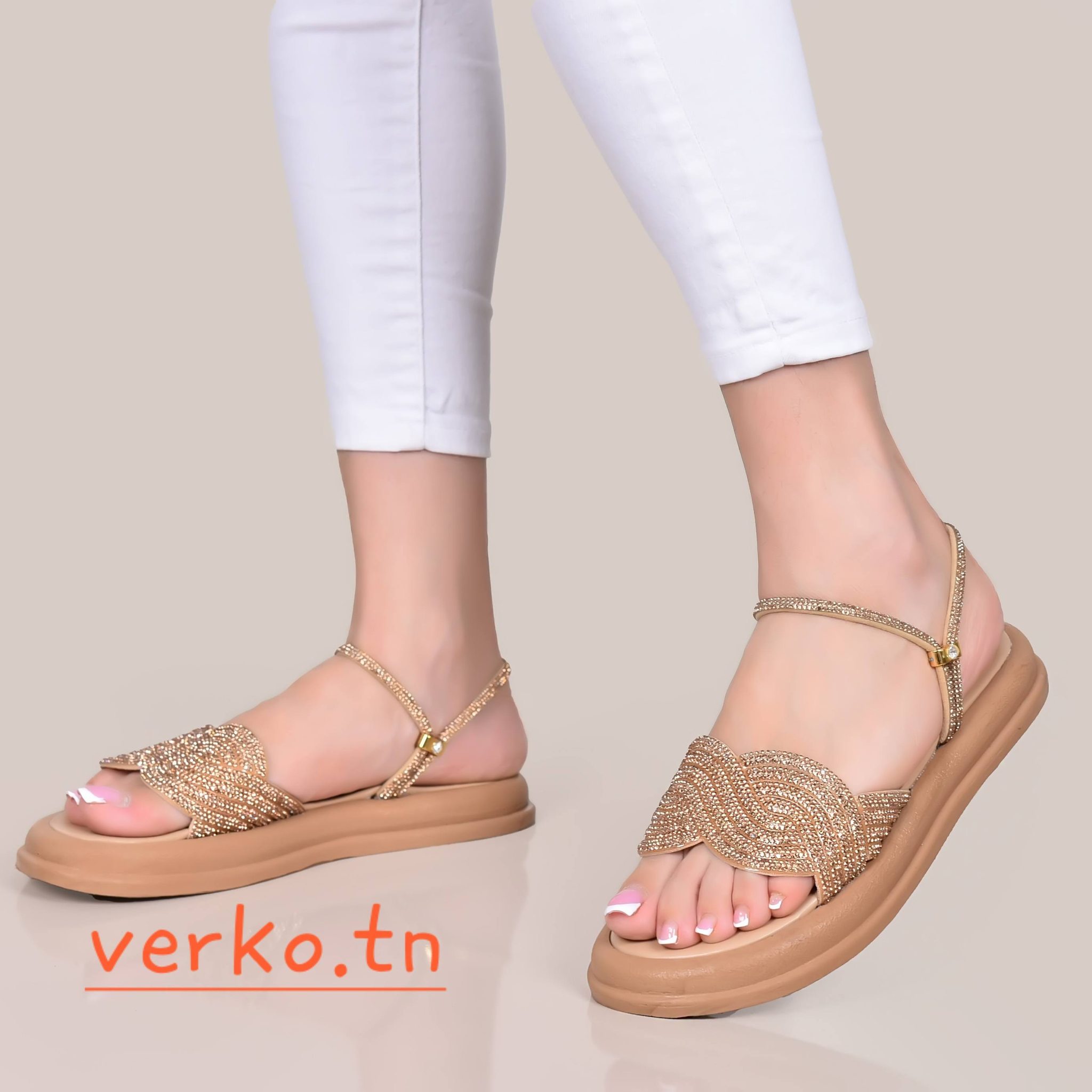 Sandale Pour Femmes – Réf 858 Doré –