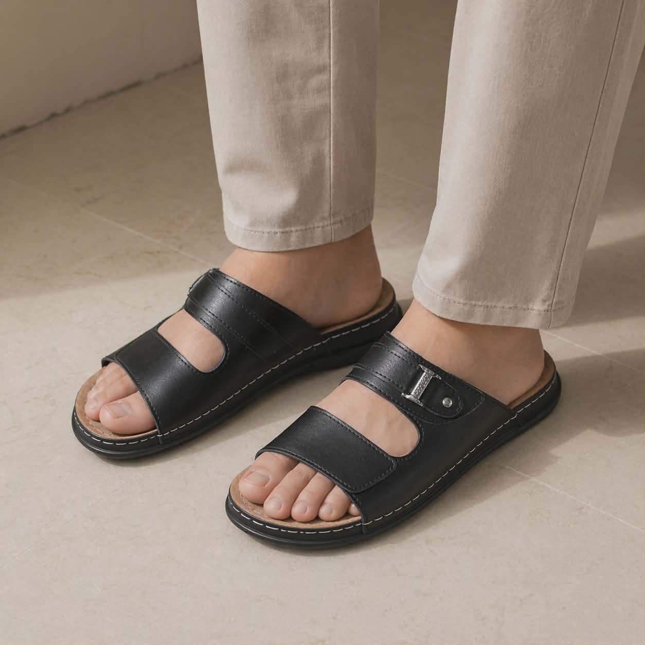 Mules En Simili-Cuir Pour hommes - Réf 880 Noir -