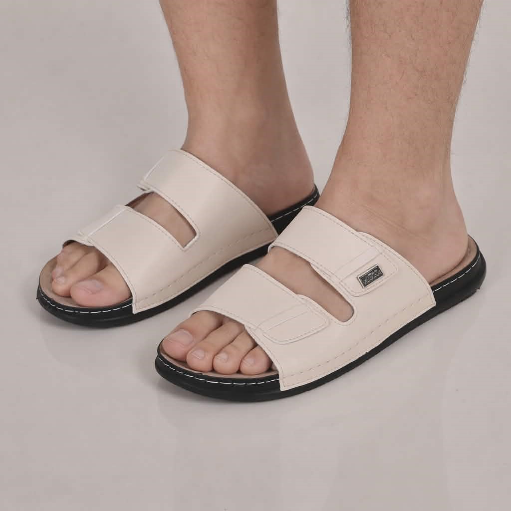 Mules En Simili-Cuir Pour hommes - Réf 881 Beige Clair -