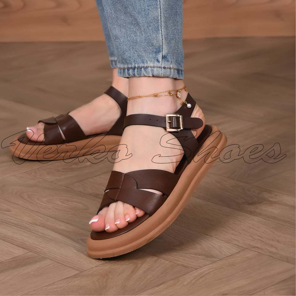 Sandales Pour Femmes Souple et Hyper confortable - Réf 932 Marron  -
