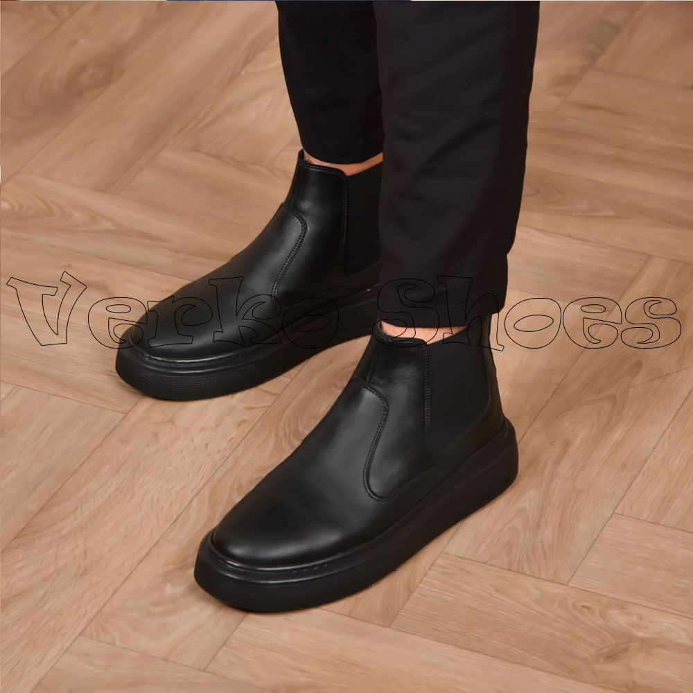 Boots En Cuir pour Hommes - 303 Noir -